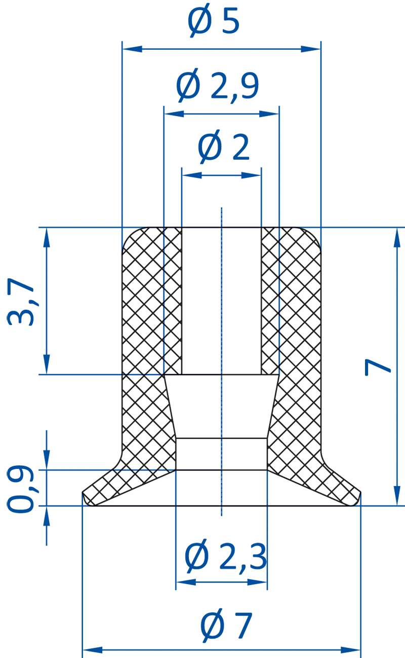 Размеры плоской вакуумной присоски FIPA серии SP-F(модульные)102.007.091